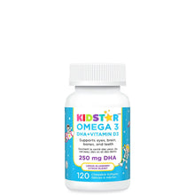 Load image into Gallery viewer, Kidstar Omega 3 DHA + Vitamin D3 Lemon Blueberry Chewable Softgels 120CT