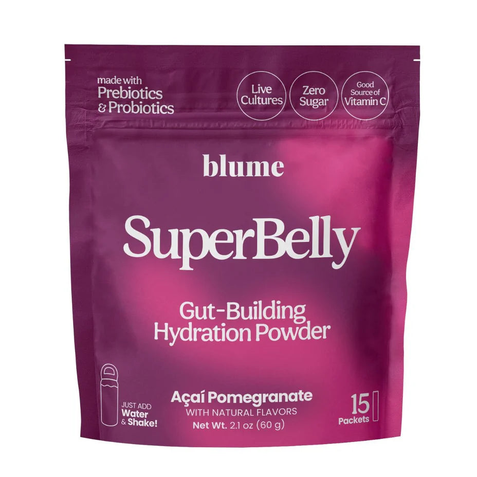 SuperBelly Açai Pomegranate Gut-Building Hydration Powder w/Probiotics 15 Packets 60g