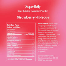 Load image into Gallery viewer, SuperBelly Strawberry Hibiscus Gut-Building Hydration Powder w/Probiotics 15 Packets 60g