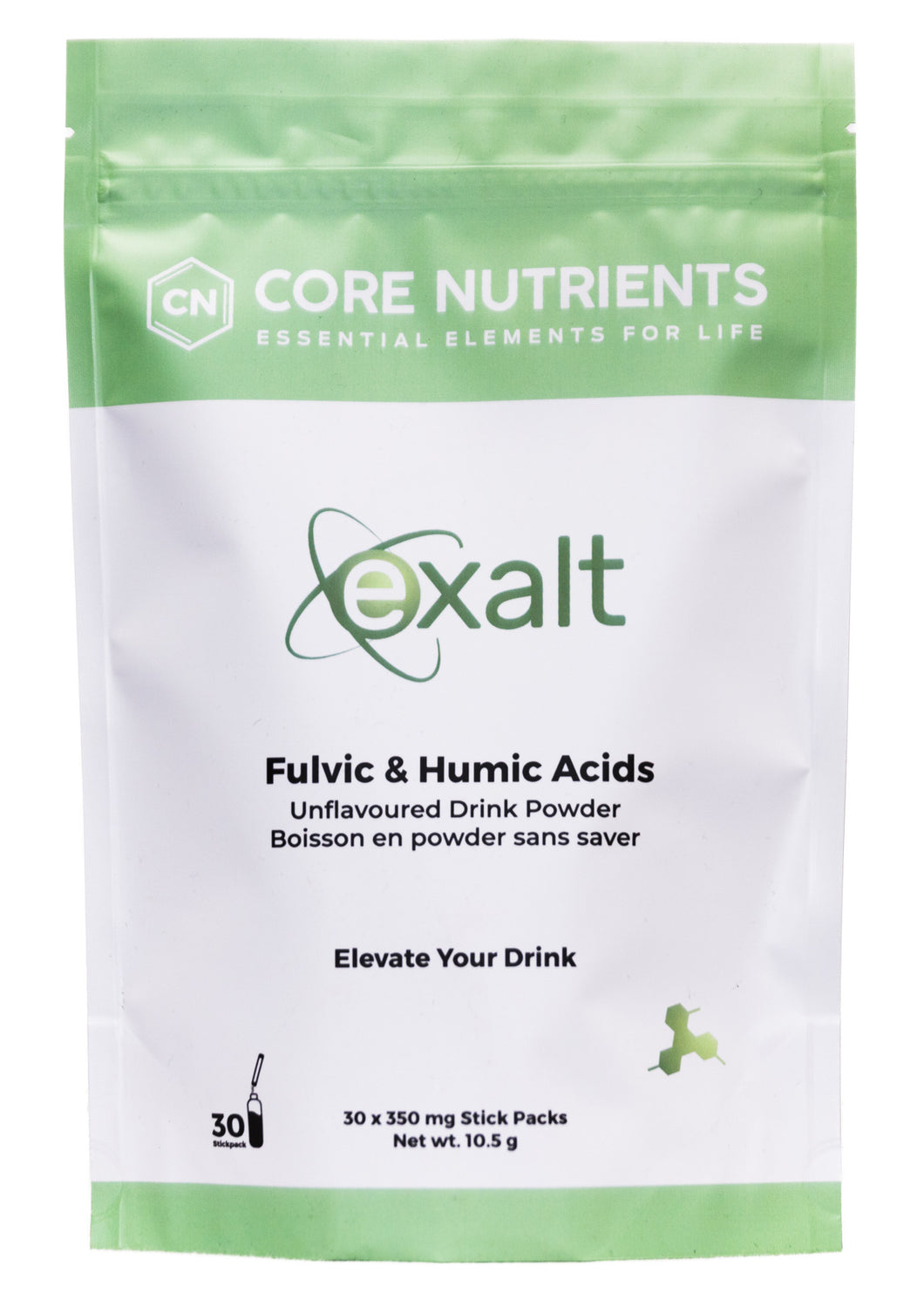 Exalt Fulvic & Humic Acids Unflavoured Drink Powder 30 x 350mg Stick Packs