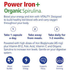 Power Iron + Organic Spirulina 30VCaps