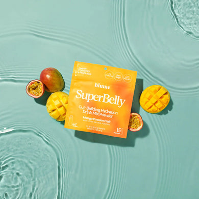 SuperBelly Mango Passion Fruit Gut-Building Hydration Powder w/Probiotics 15 Packets 60g