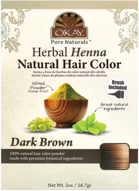 Herbal Henna Natural Hair Color: Dark Brown - Okay Pure