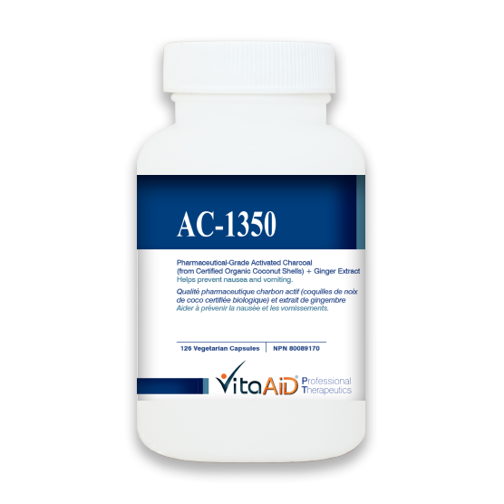 AC-1350 Pharmaceutical-Grade Activated Carbon with Ginger Extract 126Caps - VitaAid