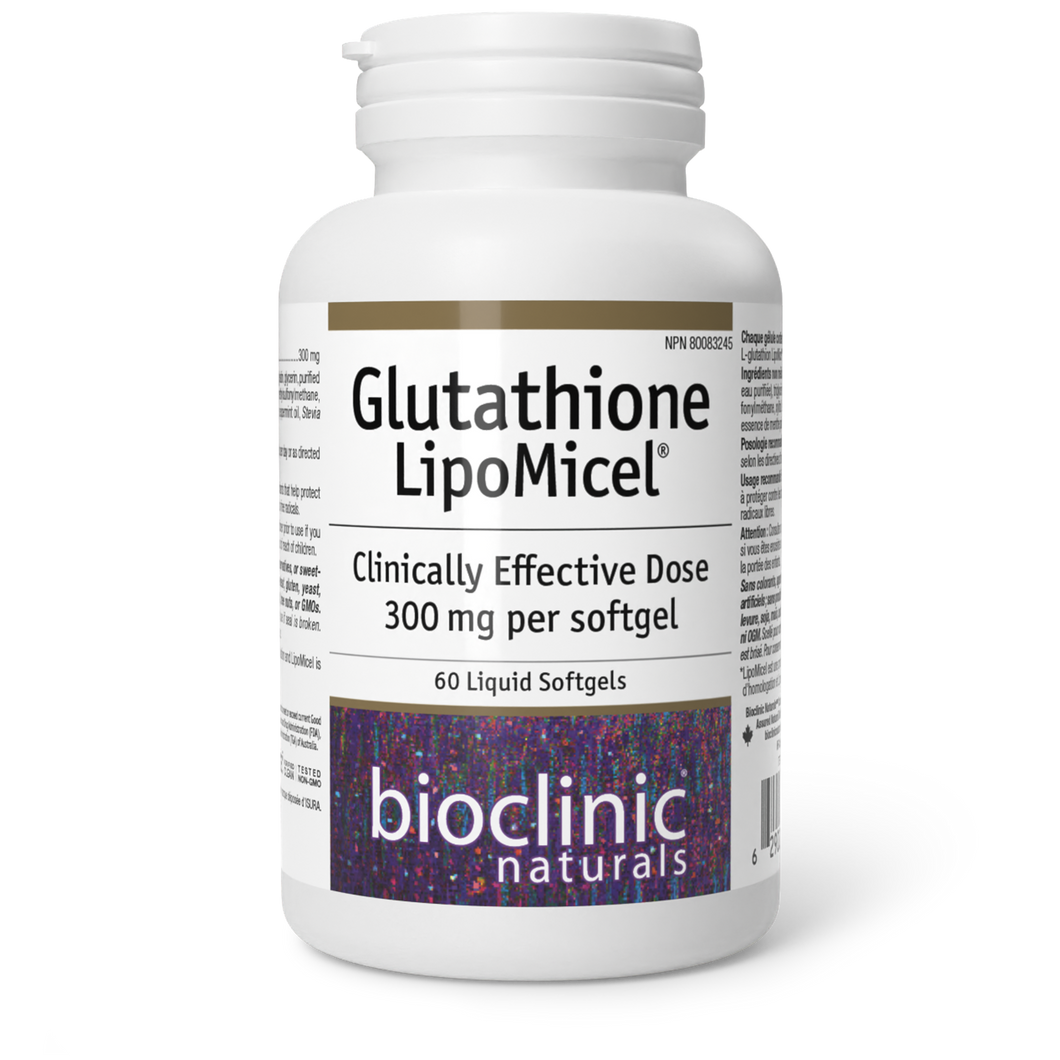 Glutathione LipoMicel 300 mg 60 Liquid SGels - BioClinic Naturals