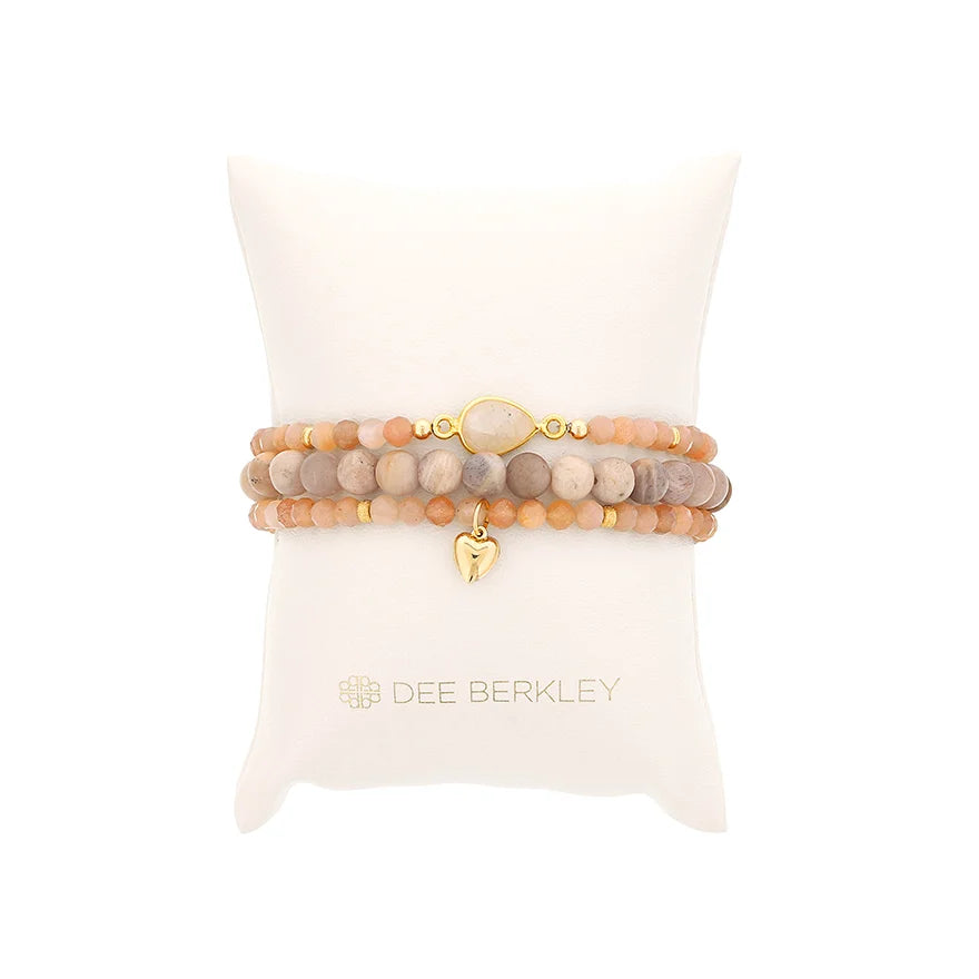 Bracelet - Peach Moonstone Set of 3 - Dee Berkley