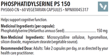 Load image into Gallery viewer, PS 150 Phosphatidylserine 60Caps - Designs for Health