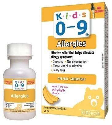Kids 0-9 All Allergies Liquid w/Dropper Banana Flavour 25mL - Homeocan